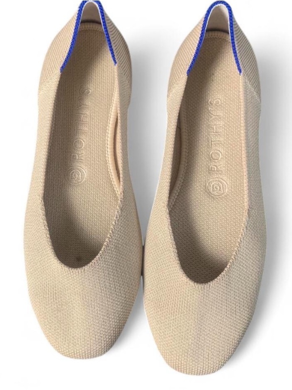 ✨ Rothy’s Ecru Round Toe Ballet Flats Tortoise Shell Sole EUC 7.5